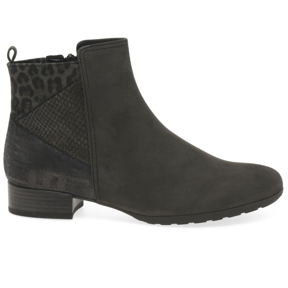 Bastia Femme Bottines Larges Nubuck Anthracite Gabor | Exclusif
